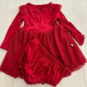 Little Sleepies Red Tulle Twirl Dress with Bloomers 12-18 months EUC